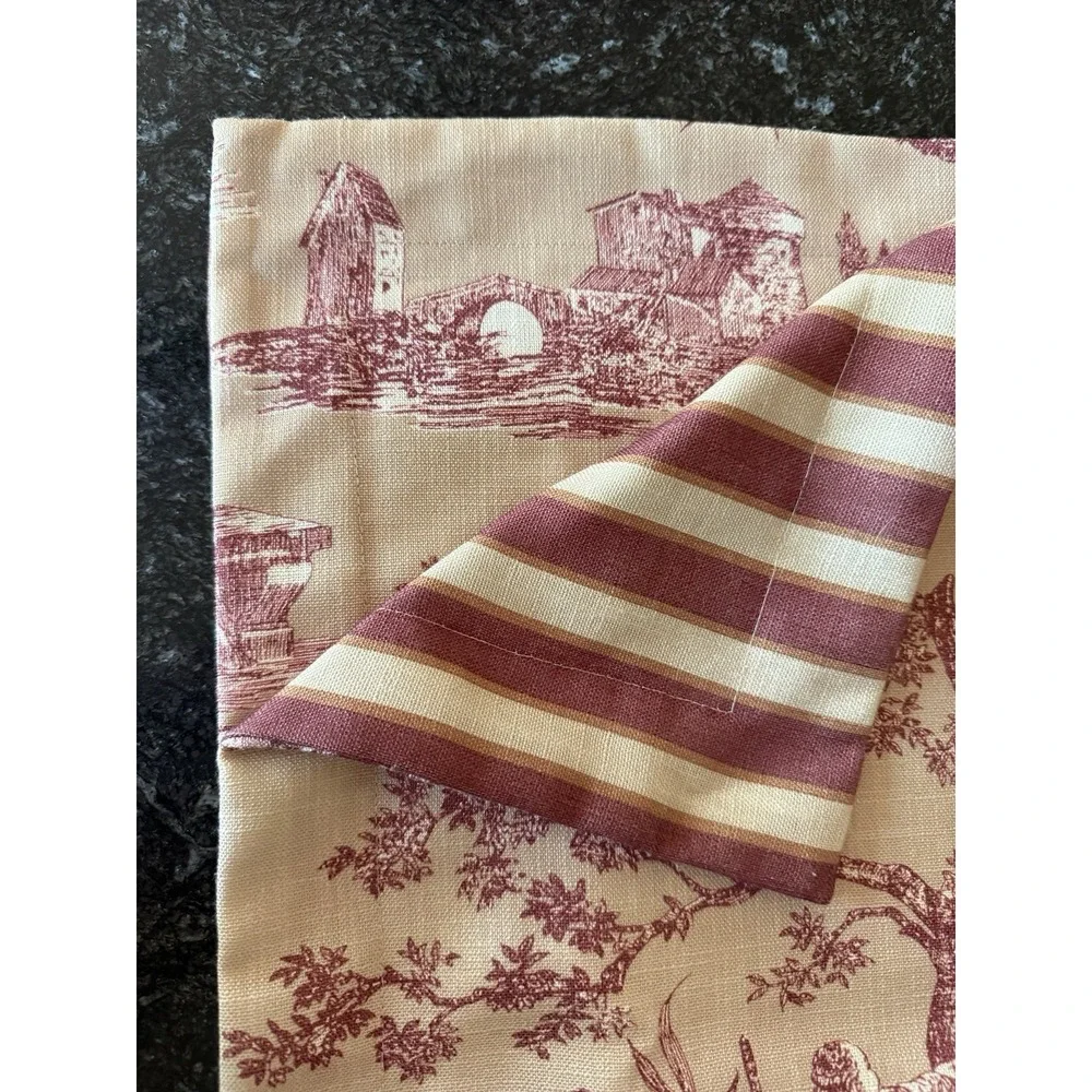 Sherry Kline Red Toile Reversible Pillow Shams Set of 2 French Country Striped
